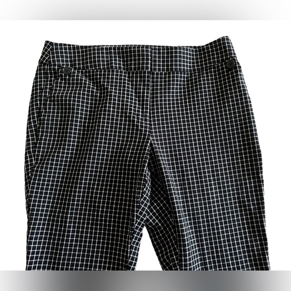 LOFT JULIE PANTS Black & White Windowpane Check Slim Leg Cropped Size 8 34x26 - Picture 3 of 7